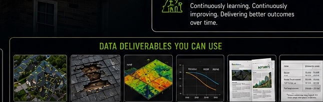 Data deliverables visual showing report files, condition records, maps, and usable documentation outputs.
