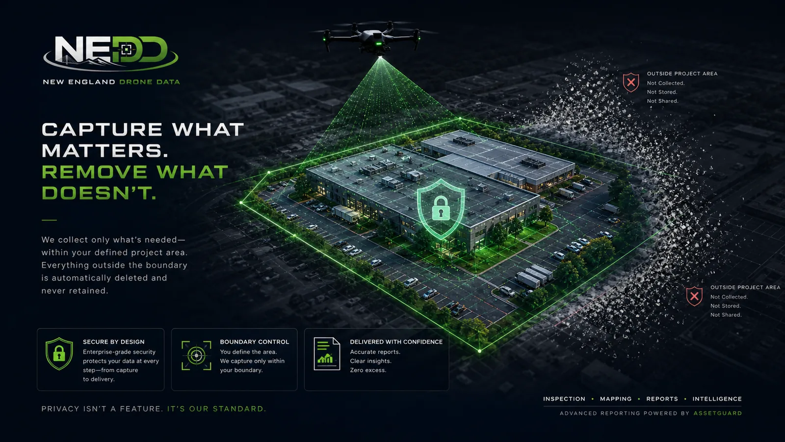 Drone scan boundary and outside-area data removal visualization